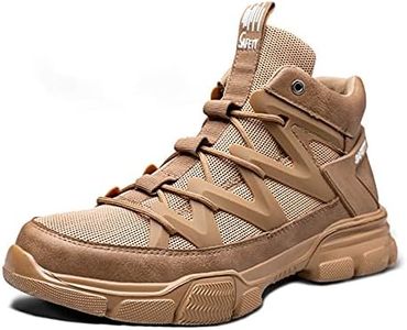 SYLPHID Steel Toe Boots for Men Safety Shoes for Women Work Sneakers Slip Resistant, 75Khaki, Women Size 10, Men Size 8.5