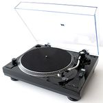 Music Hall US-1 High-Fidelity Belt-Drive Turntable with Built-in Preamp Pre-Mounted Audio Technica Cartridge S-Shaped Tonearm Detachable Headshell for Easy Upgrades is Stylish Glossy Black Finish