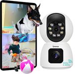 Dual Lens 2K 3MP Pet Camera with App, Security Camera, Home Baby Camera Monitor, Motion/Human Detection, 2 Way Audio, Colour Night Vision, PTZ 360°,Indoor Camera, (Works with 2.4GHz & 5GHz Connection)