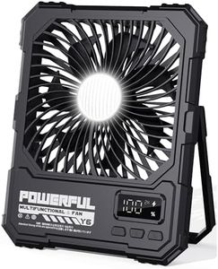 NAOIY Portable Fan, Camping Fan, 20000mAh 6-Inch 18-85H Rechargeable Ultra Thin Foldable with Built-in Power Bank, LED Light, Remote Control, Hook for Outdoor Camping Tent RV Travel (Black)