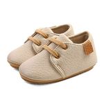 LACOFIA Baby Boys Girls Sneakers Lace-up Oxford Shoes Infant Anti-Slip First Walking Shoes Beige 3-6 Months