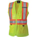 Pioneer Safety Vest for Women with Pockets - Hi-Vis Reflective Tape - for Construction - Yellow/Green