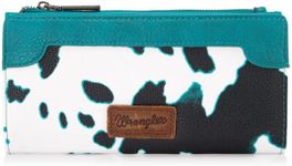 Wrangler Cow Print Wallets Womens Bifold Credit Card Wallet Women's Wallets, Card Cases & Money Organizers Brown Wallet for Women Ladies Female Cash Wallet with Smooth Zipper