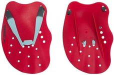 Speedo Unisex Tech Paddle Hand Paddles for Swimming | Training Aids, Lava Red/Chill Blue/Grey, S