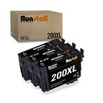 Run Star Remanufactured 200XL Black Ink Cartridge Replacement for Epson 200XL T200XL T200 for Expression Home XP-200 XP-300 XP-310 XP-400 XP-410 Workforce WF-2520 WF-2530 WF-2540 Printer (3 Black)