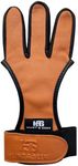 Hunt & Seek Cow Leather Thick Three Finger Archery Shooting Glove for Recurve & Compound Bow – Finger Tab Accessory (Windsor Tan, Large)