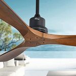 Sofucor 52 Inch Ceiling Fan without Lights, Outdoor Indoor Mordern Wood Ceiling Fan with Remote Control, Reversible Quiet DC Motor, 6 Speeds, 3 Downrods, for Farmhouse Bedroom Patio Porch