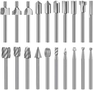 Wood Carving Bits Engraving Router Bit, 20pcs HSS Different Rotary Burr Set with 1/8"(3mm) Shank for Rotary Tools for DIY Woodworking, Carving, Drilling, Engraving, Trimming