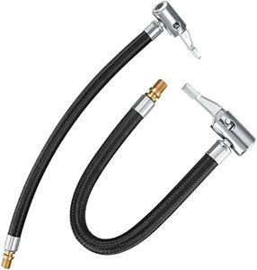 2 Piezas Adaptador de Manguera de Inflado de Neumáticos, 35cm Motocicleta Coche Trenzado Flexible Clip en Neumático Bomba Adaptador Manguera Aire Herramienta