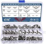 OCR 100Pcs 7Sizes Butterfly Wing Nuts Assortment Kit, M3 M4 M5 M6 M8 M10 Sizes Stainless Steel Wing Nuts Fasteners