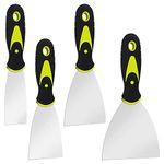 Kioiner Putty Knife Set, 4 Pcs Stainless Steel Putty Knife Scrapers, 1.5",2.5",3",4" Wide Spackle Putty Knives for Wallpaper Drywall Spackle Mud Putty Decals Paint Taping Baking