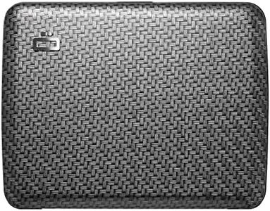 ÖGON Aluminium Wallet Smart case V2 Large Version - Hidden Compartment for Coins and banknotes - RFID Blocking Card Holder - Up to 10 Cards, Receipts and Tickets (Carbon Effect)