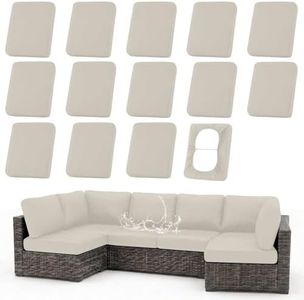 hyha Waterproof Outdoor Cushion Covers for Patio Furniture, Stretch Patio Chair Cushion Slipcovers, Coated UV Resistant Replacement Seat Covers, Solid Color (Taupe, 14PC)