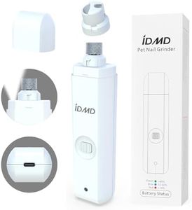 IDMD Dog Nail Trimmers-Powerful 2-Speed Dog Nail Grinder-with Safe LED Lighting and Battery Capacity Indicator Light & Type-c USB Rechargeable Quiet pet Nail Grinder Clipper for Dogs/Cats(White)