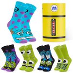 Disney Womens Calf Socks, Soft Breathable Ankle Socks Pack of 5 Gifts for Women (Green/Blue)