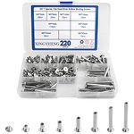 BGTXINGI 220PCS(110 Set) M5 7 Species Stainless Flat Head Rivet Hollow Binding Screws T-Shape Round Docking Rivet Assortment Kit for Scrapbook Album Binding and Leather Repair