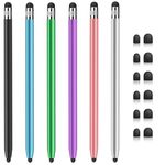 YaCeSyn 6 Pcs Stylus Pens for Touch Screens, 2 in 1 High Sensitivity Capacitive Stylus Pencils with 12 Extra Replaceable Rubber Tips for iPad iPhone Android Tablets and All Touch Screens Devices