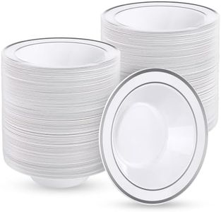 Goodluck 300 Pack Plastic Bowls with Silver Rim