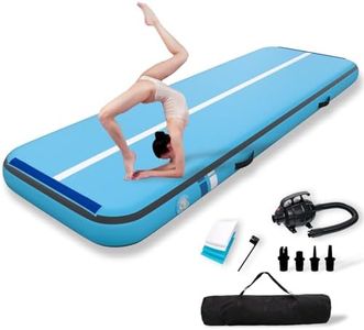 Inflatable Gymnastics Mat 10ft/13ft/16ft/20ft L x3.3ft W x8" Thick Non-Slip Air tumbling Track Mat for Home & Outdoor Training | Includes Pump & Carry Bag – Durable & Safe for Kid & Adult