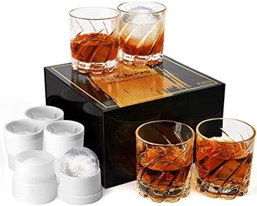 Whiskey Glasses with 4 Iceball molds and a Luxury Box, Old Fashioned Whiskey Glasses for Dad from Daughter Son Kids, Best Father Ever Whiskey Glass for Husband