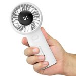 Zebronics Heat Buster 200, Portable Hand Fan, Upto 12h Backup, 3600mAh Rechargeable Battery, 5 Speed Modes, Upto 5.9m/s Airflow, LED Display, for Travel, Makeup, Office, Home (White)