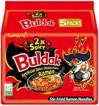 Samyang Buldak Hot Chicken Ramen, Korean Stir-Fried Instant Noodle, 2X Spicy, 4.94 OZ(140g), Pack of 5