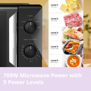 COMFEE' 19L Mini Microwave Oven – Black Mirror, 700W, Quick Defrost