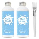 2 x100ml Air Dry Clay Glaze, Clay Varnish for Air Drying Clay, Clay Glaze for Air Drying Clay Can Used to Prevent Clay Cracking, Scratches, and Wear,It Can Also Have a Glaze Effect (Gloss+Matte)