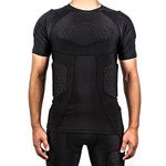 TUOYR Body Safe Guard Padded Compression Sports Short Sleeve Protective T-Shirt Shoulder Rib Chest Protector Suit for Football Basketball Paintball Rugby Parkour Extreme Exercise