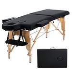 Portable Massage Table Foldable 73" Adjustable Height SPA Massage Bed 2 Folding SPA Salon Bed 450 LBS Capacity Carrying Case with Dust Bag Black