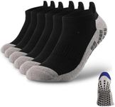 ZANZER (3 Pairs) Non Slip Socks Football Anti Slip Sport Socks Fashion Pilates Cotton Non Slip Athletic Yoga Hospital Slipper Socks 3, Black + Black + Black)