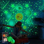 HASTHIP® 110pcs 3D Luminous Wall Paper Sticker Night Glow Solar System Theme Wall Decoration Sticker Fluorescent Planet Wall Sticker, Ceiling Decoration for Kids Room, Starry Bedroom, Living Room