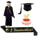 BETESSIN 3 Pcs Student Graduation Hat Cap and Graduate Satin Sash Graduation Hat Sash for Prime Adults Graduation Ceremony Party Favors Decoration Graduated Party Supplies