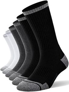 FITRELL 6 Pack Men's Athletic Crew Socks Cushioned Sport Running Moisture Wicking Work Boot Socks, Black+White+Grey Mixed, X-Large, Shoe Size 12-15