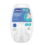 Chicco PhysioTeat Anti-Colic Nipple for Babies (6+ months) Pack of 2 | Perfect Latch Soft Sense Silicon Teat | Suitable for Wide Neck Feeding Bottles | BPA Free