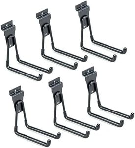 ATOOLA Slatwall Accessories, Garage Slatwall Hooks, Heavy Duty Slatwall Hooks and Hangers, Medium U Hook, 6 Pack