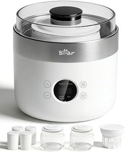 Bear Joghurtbereiter Joghurt- und Frischkäsebereiter, inkl. 4 Keramik Portionsbecher à 125 ml, 2 XXL Glasbehälter à 1 Liter, 4 voreingestellte Programme für Griechischer Joghurt, Käse
