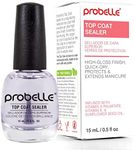 Probelle Top Coat Sealer, Quick Dry Nail Polish Top Coat, High Shine Glossy Nail Finish, Instantly Forms Clear Barrier For Enamel Protection, Fast Dry Manicure, Long Lasting Results, 0.5 fl oz/ 15 mL