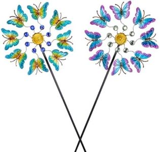 Viveta 2Pack Garden Wind Spinners,Outdoor Metal Butterfly Wind Sculpture, Windmill Wind Spinner for Outdoor Yard Patio Lawn & Garden,12.5''Dia