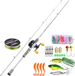 Sougayilang Spinning& Casting Fishing Rod Combos with Graphite 2Pc Blanks Fishing Reel for Bass Fishing- Casting 6'0" with Right Reel Full Kit