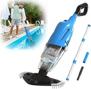 PoolyPoly Pool Hoover Rechargeable, Electric Pool Vacuum Cleaner with Adjustable Handle, 60 Minutes Running Time, Cordless Handheld Pool Vacuum for Spas, Hot Tubs, Pools, Blue