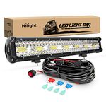 Nilight ZH409 20 Inch 420W Triple Row Flood Spot Combo 42000LM LED Light Bar with Heavy Duty Off-Road Wiring Harness, 2 Years Warranty, White