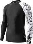 HUGE SPORTS Men's Swim Shirts Long Sleeve UPF 50+ Rash Guard Sun Shirts UV Sun Protection, Black Wolf, Large