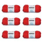 Bernat Handicrafter Cotton Red Yarn - 6 Pack of 50g/1.75oz - Cotton - 4 Medium (Worsted) - 80 Yards - Knitting/Crochet