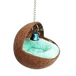 Coconut Bird House Natural Coconut Shell Bird House Bed With Warm Pad Bird Nest House Bed For Pet Parrot Budgie Parakeet Cockatiel Conure Canary Finch Do-ve Cage R-at Gerbil Mice Cage Feeder Toy