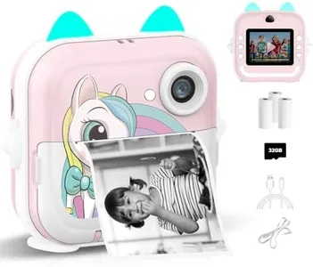 Instant Print Camera for Kids, Christmas Birthday Gifts for Girls Boys, Selfie Digital Camera with 1080P Videos, Portable Camera Toy for 4 5 6 7 8 9 10 Years Old Girl with Print Paper & 32G Card