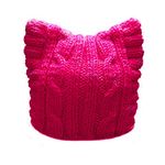 BIBITIME Handmade Knit Pussycat Hat Women's March Parade Cap Cat Ears Beanie (Adult-Rose, Reference)