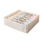 HOKIPO Undergarment Organizer Storage Box for Drawers Bra Panty Socks Tie Lingerie Organizer for Wardrobe, 24 Grid, Beige (NEW-4853-BGE)