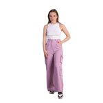 HIGH Buy Women Korean 5 Pocket Cargo Comfort and Styles Baggy Super Lycra Pants for Women and Girls - Perfect High Waist Trousers for Women (Lavender_Size-28)