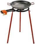 Garcima Mediterraneo Paella Pan Set with Burner, 16 Inch Carbon Steel Outdoor Pan and Legs Imported from Spain (10 Servings), Black, (GAR-KIT)